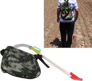 Garosa Manual Fertilizer Spreader Adjustable Beans Planter Flexible Handle Backpack Handheld Seeder Garden Planting Tool with Bag for Farm Corn Vegetables Sugar Cane Fruit Trees