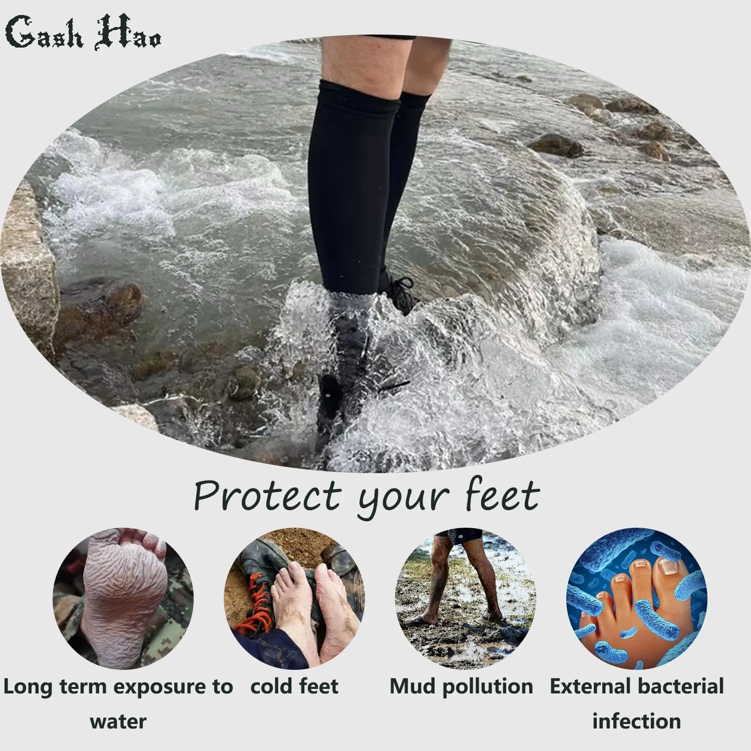 Gash Hao Waterproof Socks Hiking Gear Wading All-Weather Outdoor Sports Fishing Skiing Kayaking Camping Mens And Women