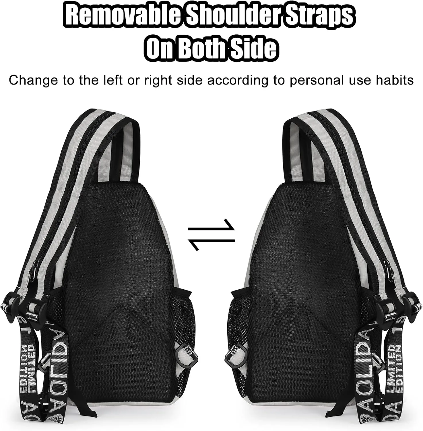 Geestock Crossbody Sling Bag Backpack for Men & Women, Convertible Shoulder Bag Waterproof Chest Bag For Daypack Travel Hiking (White)