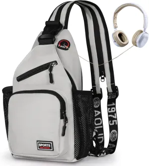 Geestock Crossbody Sling Bag Backpack for Men & Women, Convertible Shoulder Bag Waterproof Chest Bag For Daypack Travel Hiking (White)