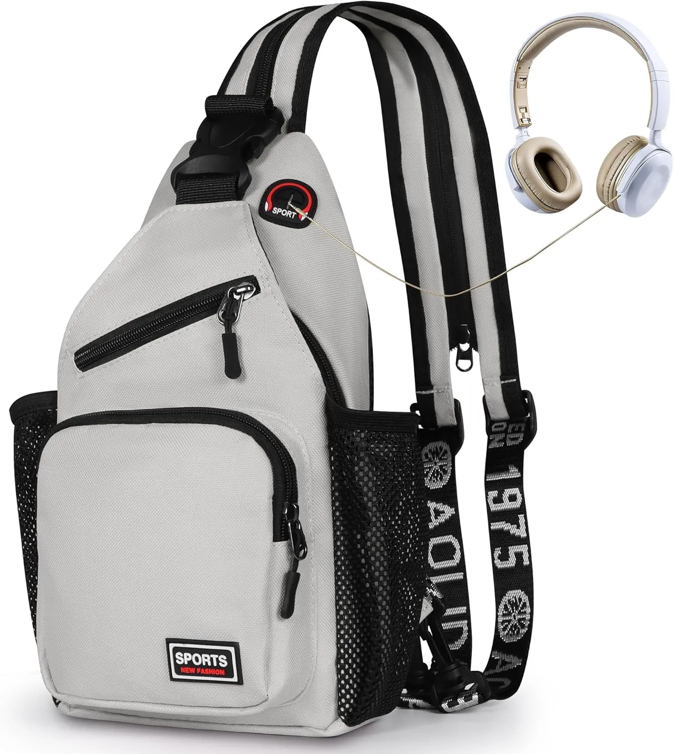 Geestock Crossbody Sling Bag Backpack for Men & Women, Convertible Shoulder Bag Waterproof Chest Bag For Daypack Travel Hiking (White)