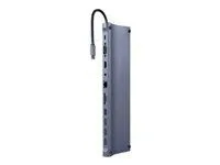 GEMBIRD A-CM-COMBO11-01 USB Type C 11in1 multi port adapter USB hub   HDMI   VGA   PD   card reader   LAN   3.5 mm audio space grey
