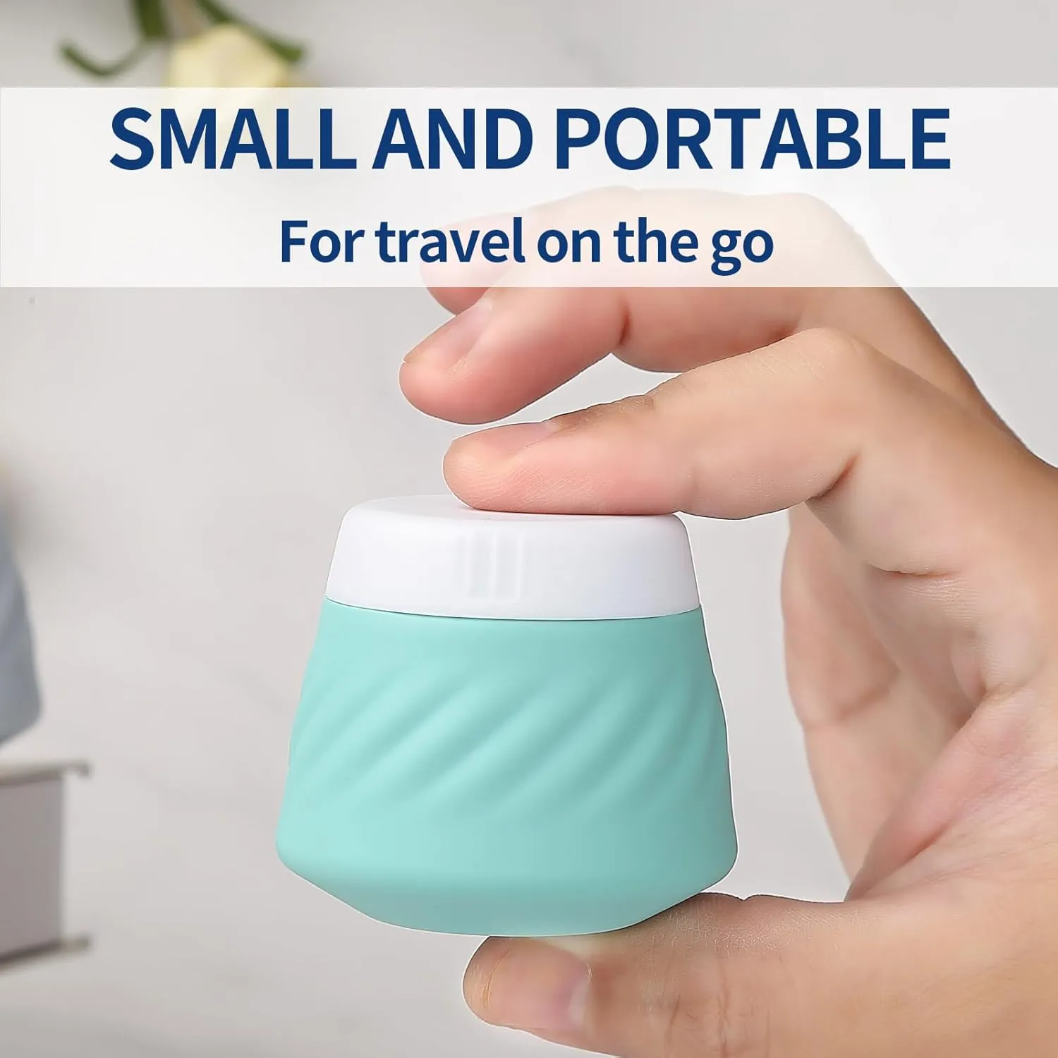 Gemice Silicone Cream Jars TSA Approved Travel Size Containers with Toiletry Bag, Wide Mouth Leak-proof Travel Accessories with Lid for Cosmetic Cream (4 Pack)