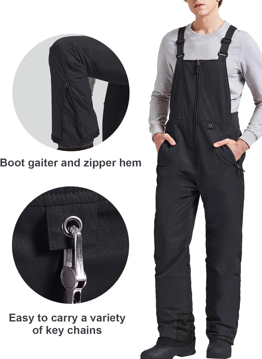 GEMYSE Men's Insulated Waterproof Ski Bib Overalls Winter Snowboarding Pants