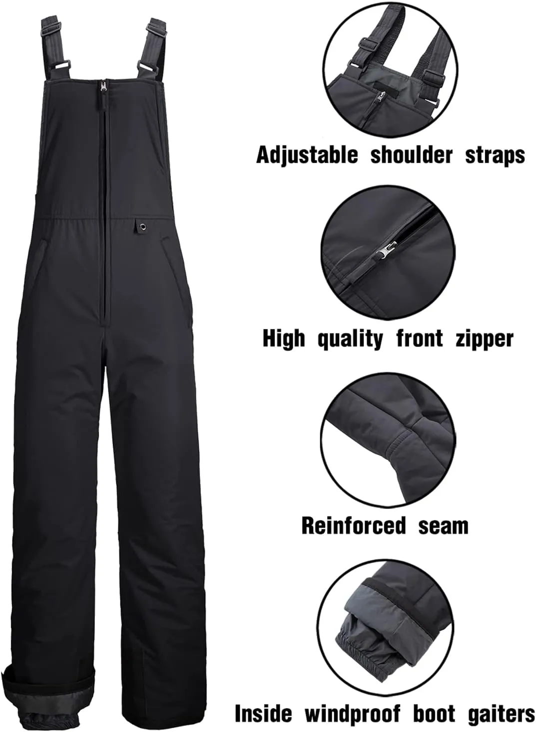 GEMYSE Men's Insulated Waterproof Ski Bib Overalls Winter Snowboarding Pants