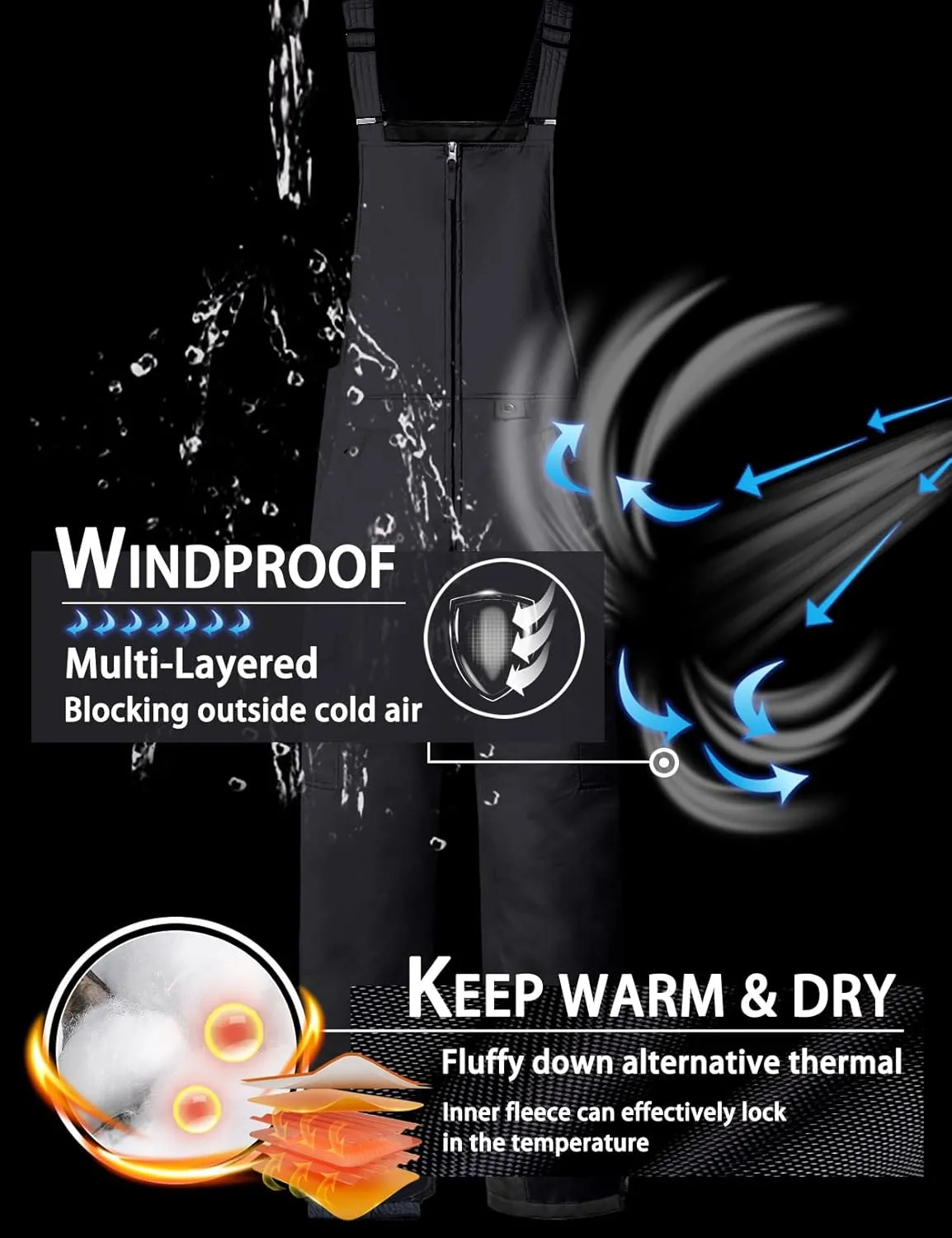 GEMYSE Men's Winter Waterproof Ski Bib Overalls Insulated Snowboarding Pants