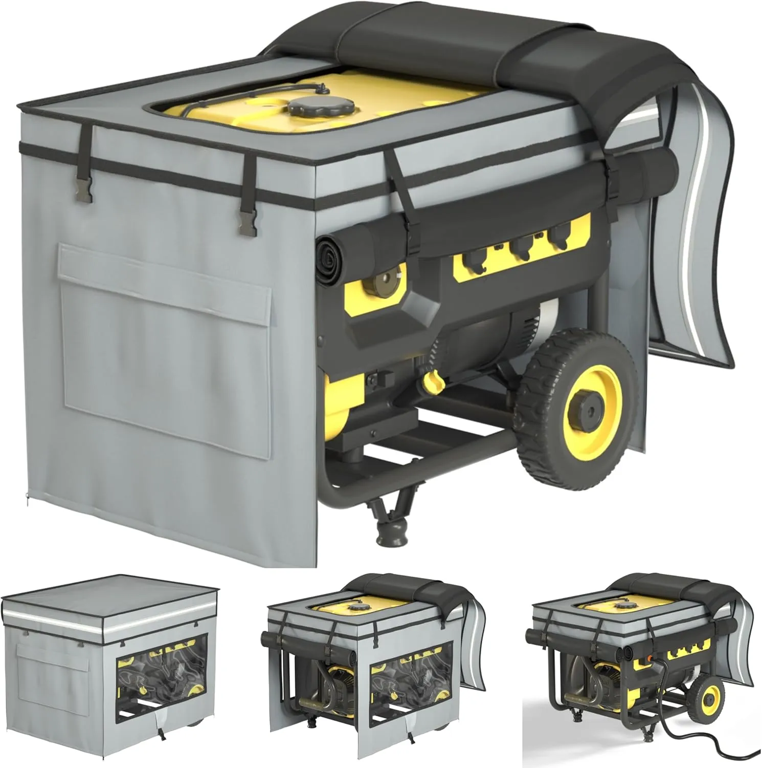 Generator Covers While Running,38"L x 28"W x 27"H Heavy Duty Waterproof Generator Covers for Outside,With Tool Bag And Visual Operation Window,Suitable for Most 10000 Watt Frame Generator（Gray）