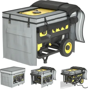 Generator Covers While Running,38"L x 28"W x 27"H Heavy Duty Waterproof Generator Covers for Outside,With Tool Bag And Visual Operation Window,Suitable for Most 10000 Watt Frame Generator（Gray）