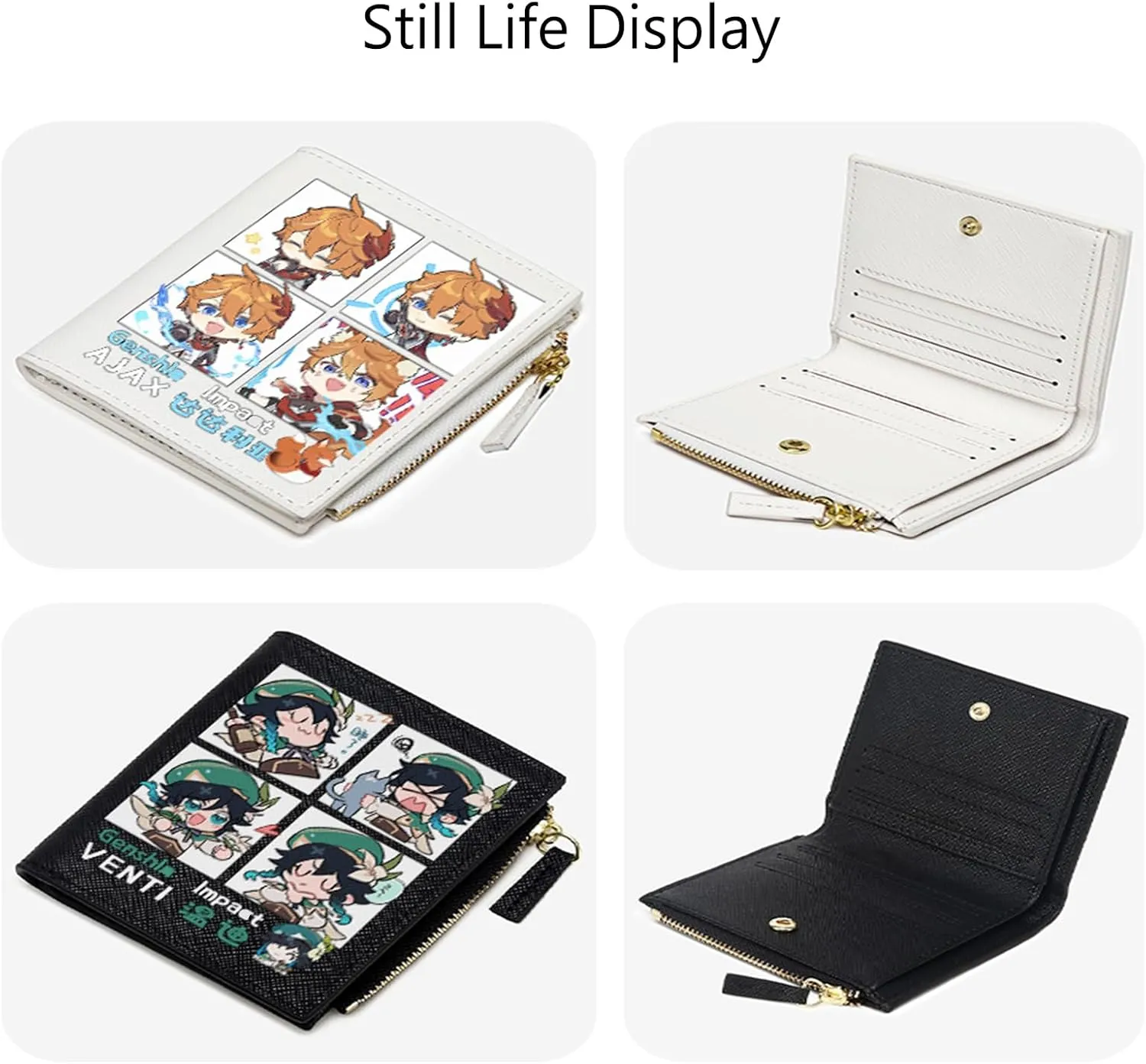 Genshin Impact Wallet for Unisex Eula Wallet Genshin Card Holder White Purse Anime With Free Keychain