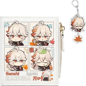 Genshin Impact Wallet for Unisex Kaedehara Kazuha Wallet Genshin Card Holder White Purse Anime With Free Keychain