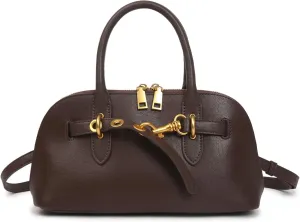 Genuine Leather Crossbody Bag for Women with Top Handle, Small Shoulder Tote Handbag, Designer Satchel Purse for Everyday Use