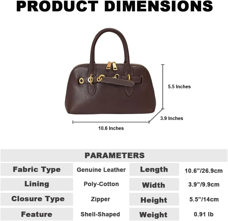 Genuine Leather Crossbody Bag for Women with Top Handle, Small Shoulder Tote Handbag, Designer Satchel Purse for Everyday Use