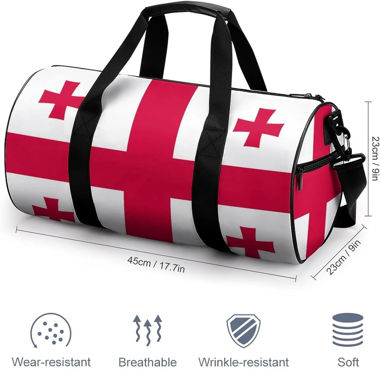 Georgia Flag Gym Bag with Wet Pocket Travel Duffel for Boys Girls Weekender Overnight