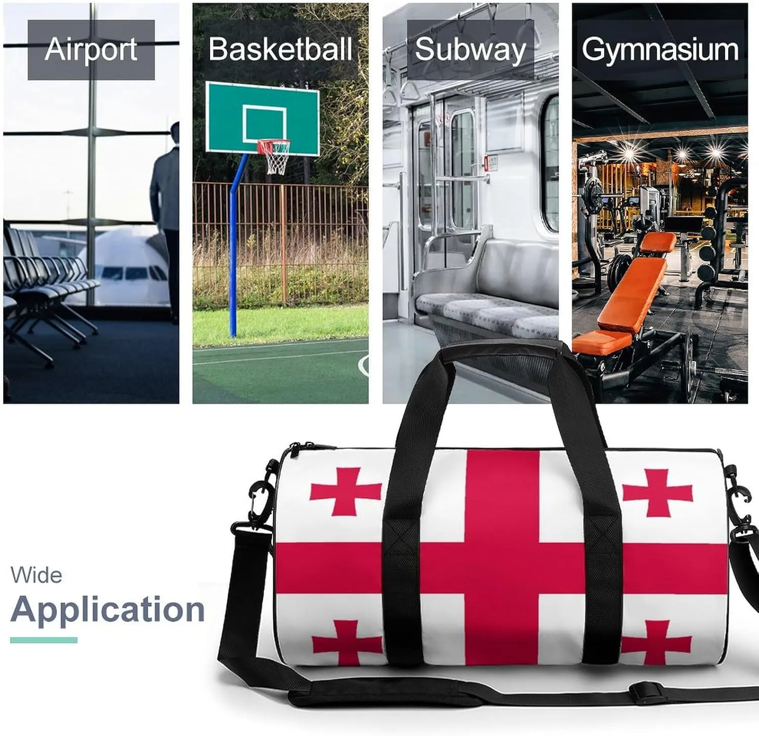 Georgia Flag Gym Bag with Wet Pocket Travel Duffel for Boys Girls Weekender Overnight