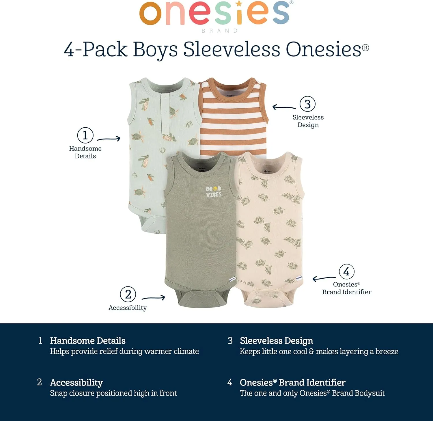 Gerber Baby Boys' Multi-pack Sleeveless Onesies Bodysuit