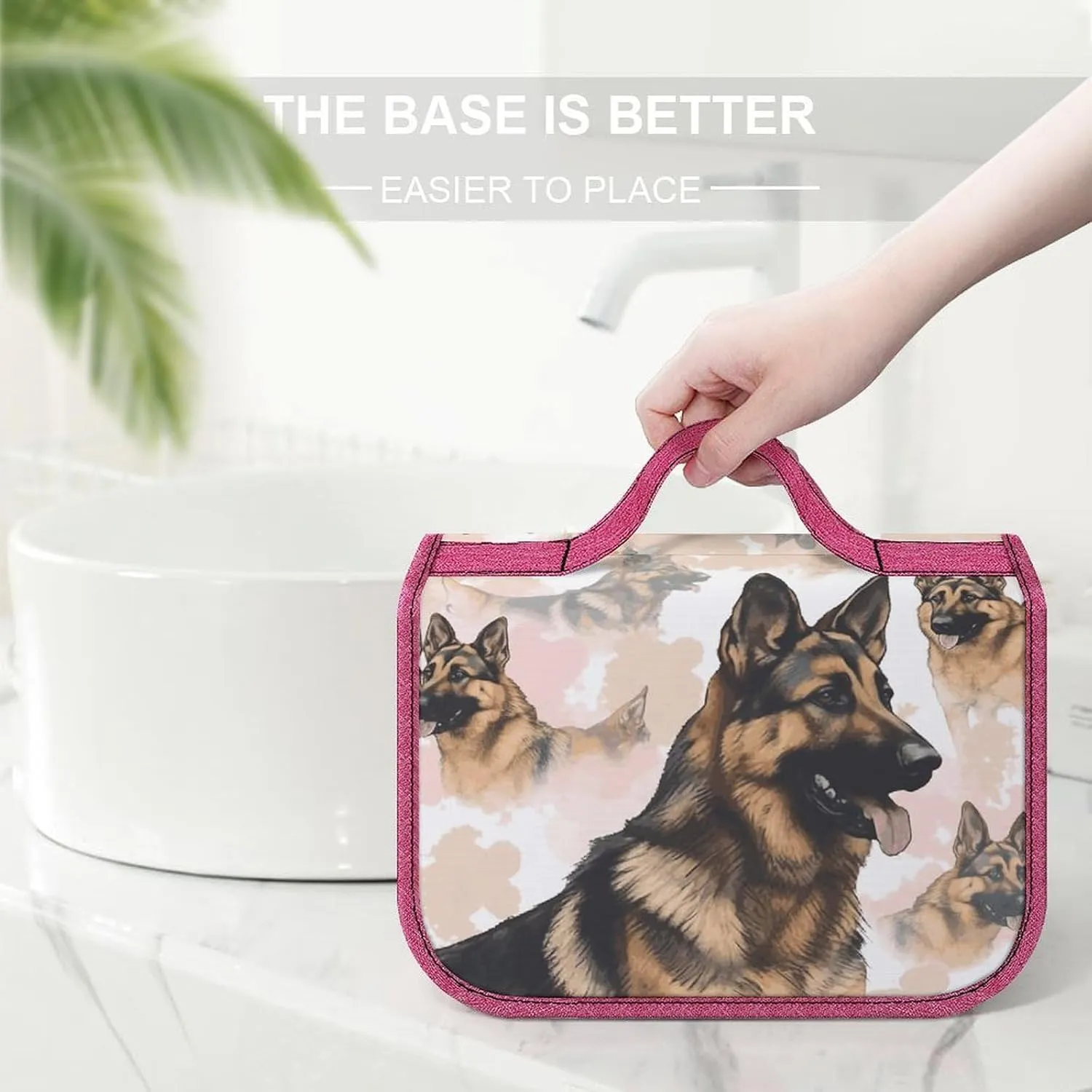 German Shepherd Dog Lovers Travel Toiletry Bag for Women,Hanging Toiletry Organizer with Hook, Makeup Bag Travel Organizer for Shampoo,Toiletriesl