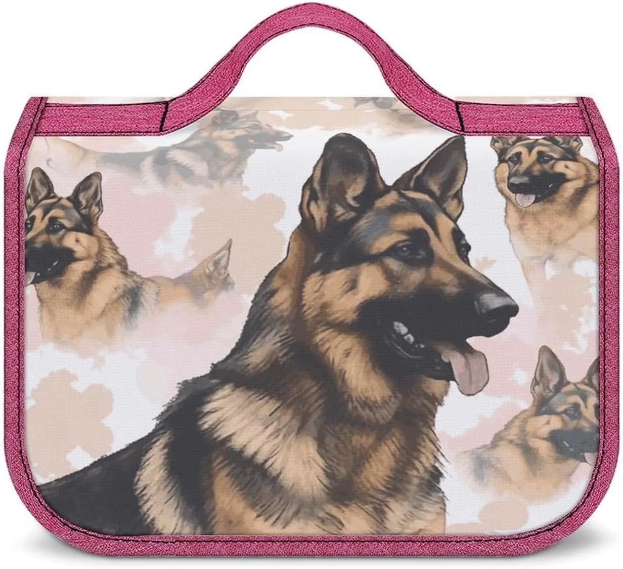 German Shepherd Dog Lovers Travel Toiletry Bag for Women,Hanging Toiletry Organizer with Hook, Makeup Bag Travel Organizer for Shampoo,Toiletriesl