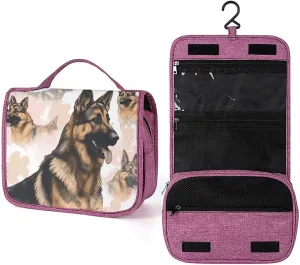 German Shepherd Dog Lovers Travel Toiletry Bag for Women,Hanging Toiletry Organizer with Hook, Makeup Bag Travel Organizer for Shampoo,Toiletriesl