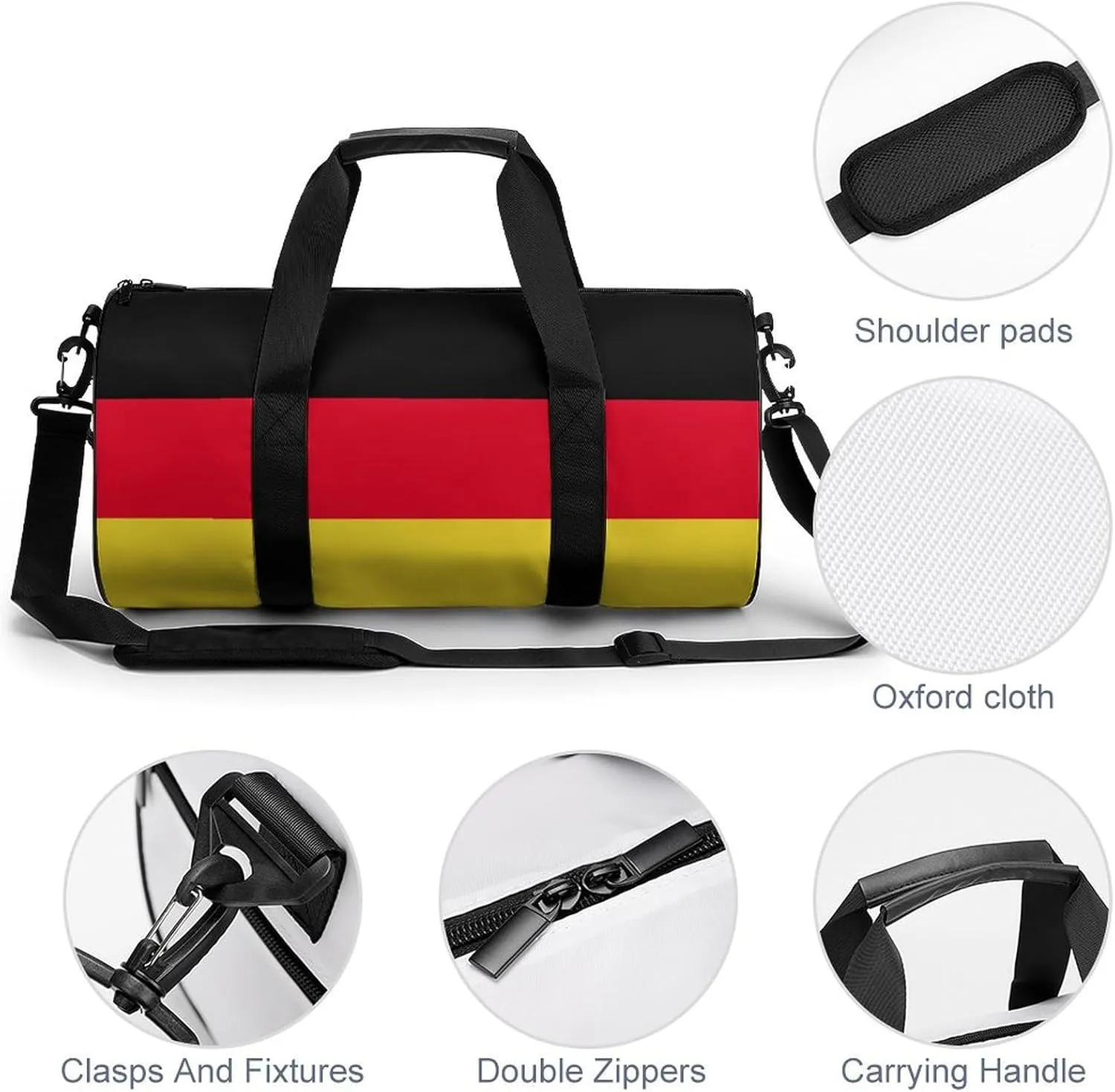 Germany Flag Gym Bag with Wet Pocket Travel Duffel for Boys Girls Weekender Overnight