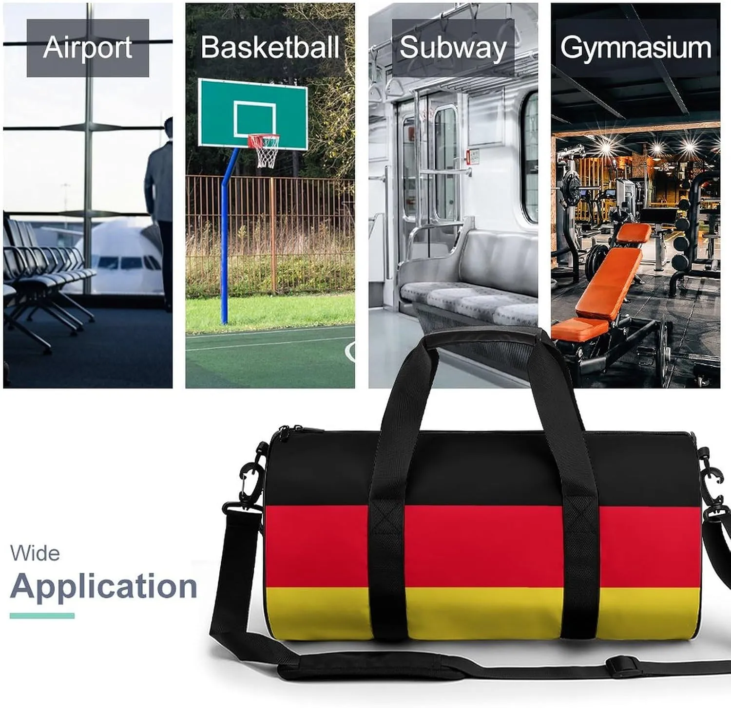 Germany Flag Gym Bag with Wet Pocket Travel Duffel for Boys Girls Weekender Overnight