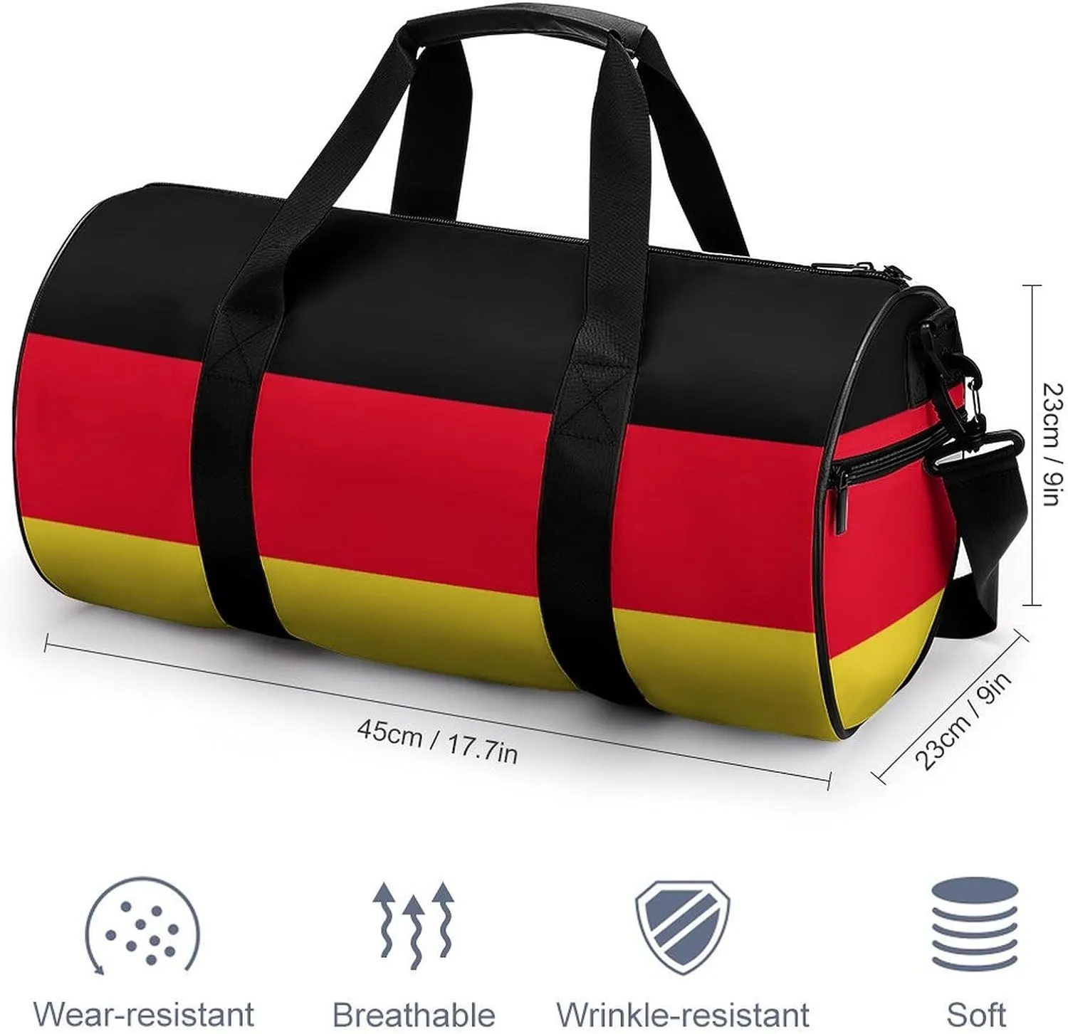 Germany Flag Gym Bag with Wet Pocket Travel Duffel for Boys Girls Weekender Overnight