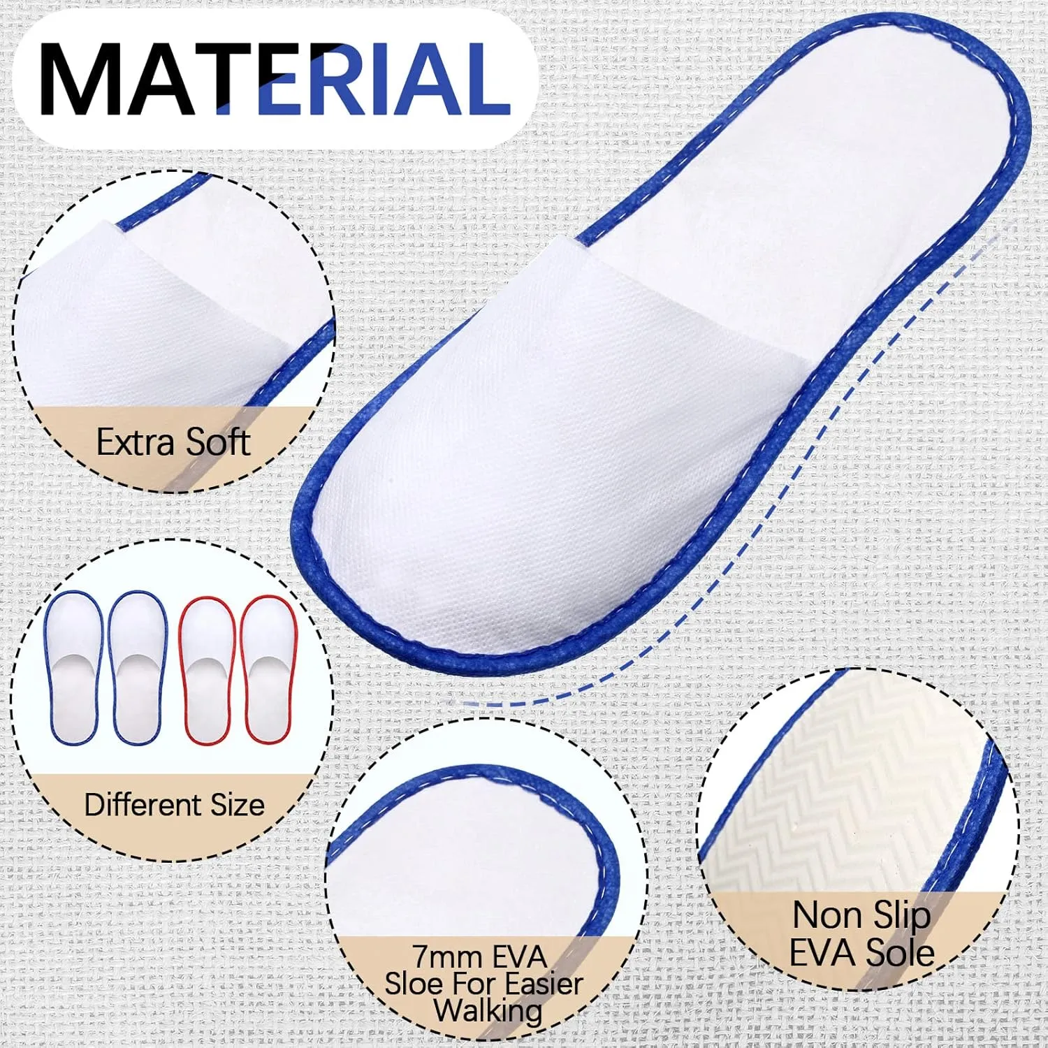 Geyoga 20 Pairs Spa Guest Slippers Disposable Hotel Slippers Non Slip Unisex for Hotel Travel Home Guest Massage Supplies, 2 Sizes