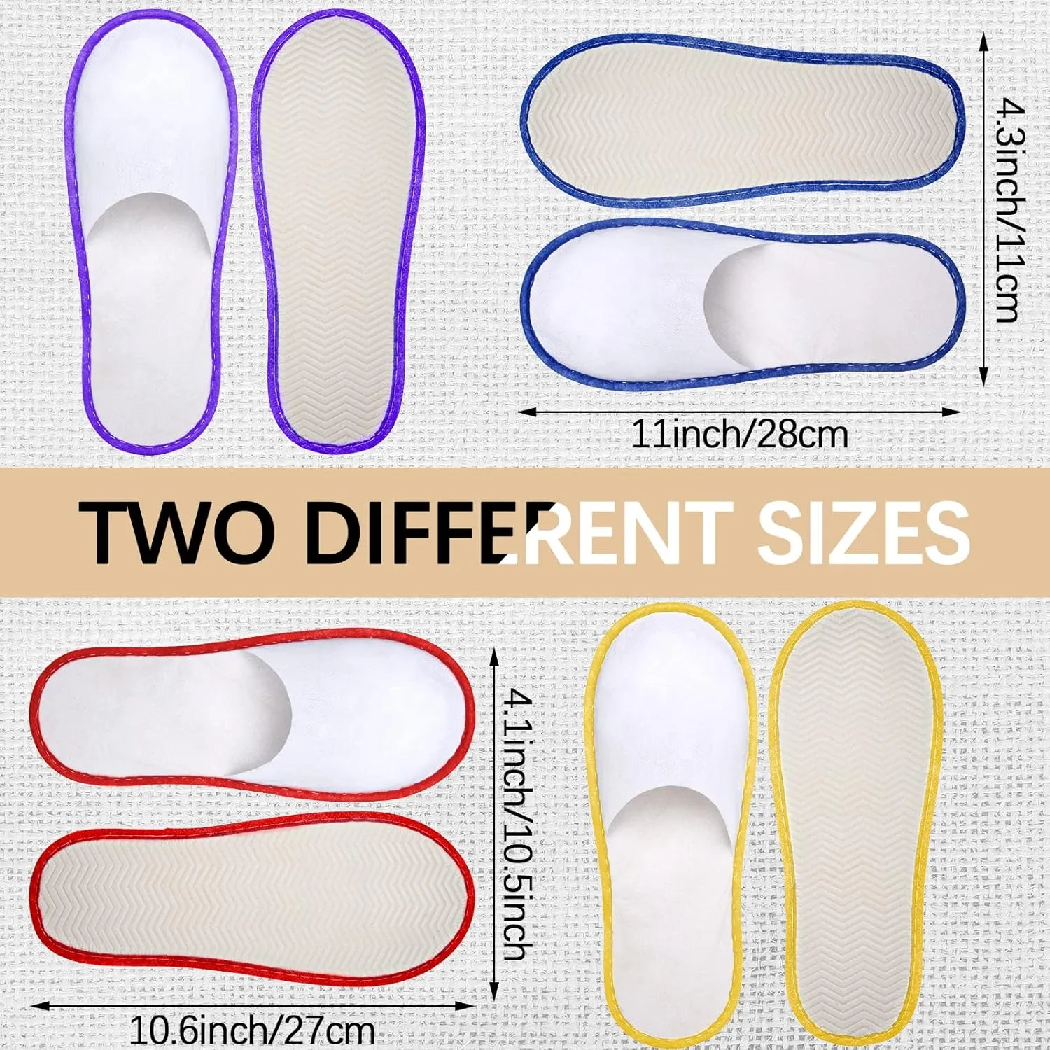 Geyoga 20 Pairs Spa Guest Slippers Disposable Hotel Slippers Non Slip Unisex for Hotel Travel Home Guest Massage Supplies, 2 Sizes