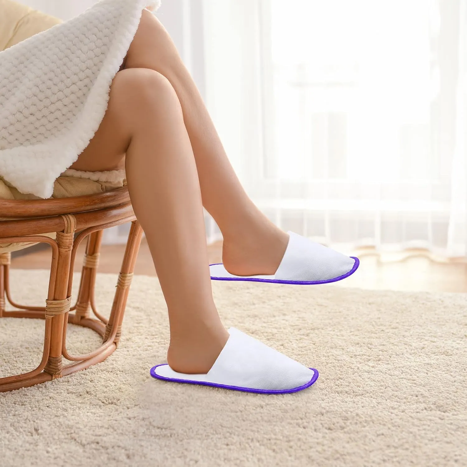 Geyoga 20 Pairs Spa Guest Slippers Disposable Hotel Slippers Non Slip Unisex for Hotel Travel Home Guest Massage Supplies, 2 Sizes