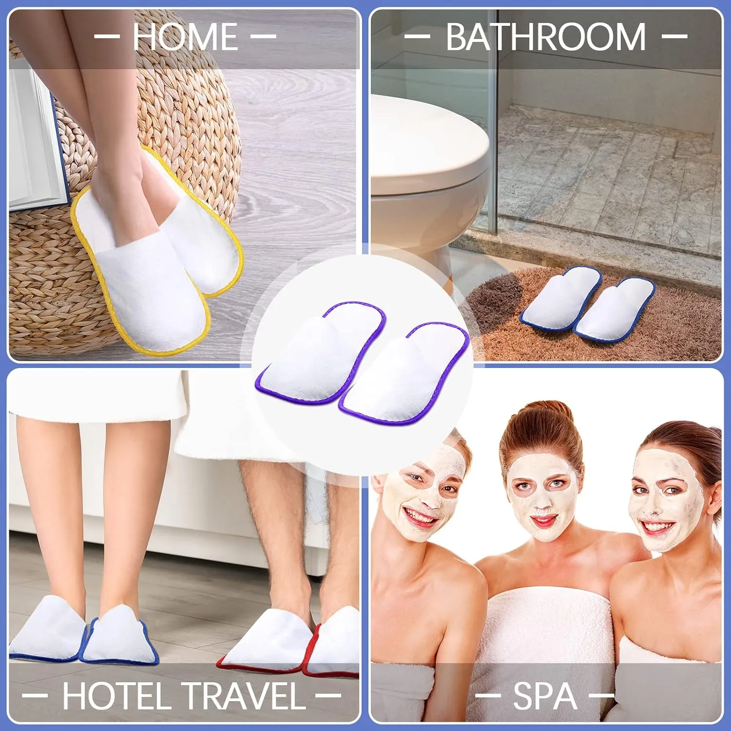 Geyoga 20 Pairs Spa Guest Slippers Disposable Hotel Slippers Non Slip Unisex for Hotel Travel Home Guest Massage Supplies, 2 Sizes