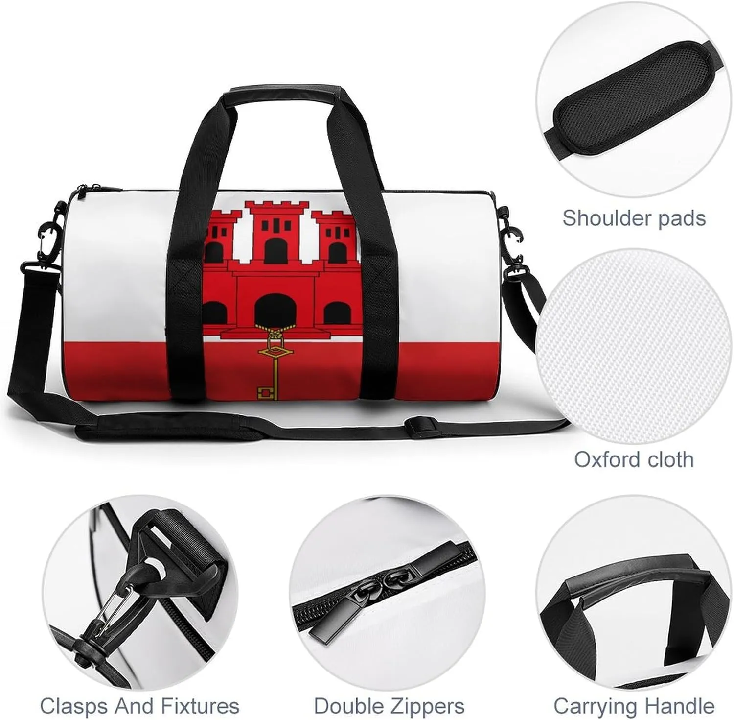 Gibraltar Flag Waterproof Gym Bag for Travel Dry Wet Separation for Beach Yoga Weekender