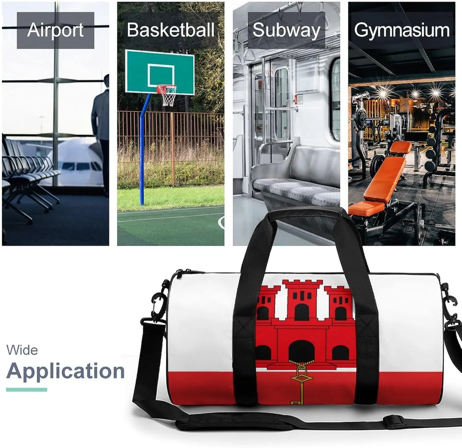 Gibraltar Flag Waterproof Gym Bag for Travel Dry Wet Separation for Beach Yoga Weekender