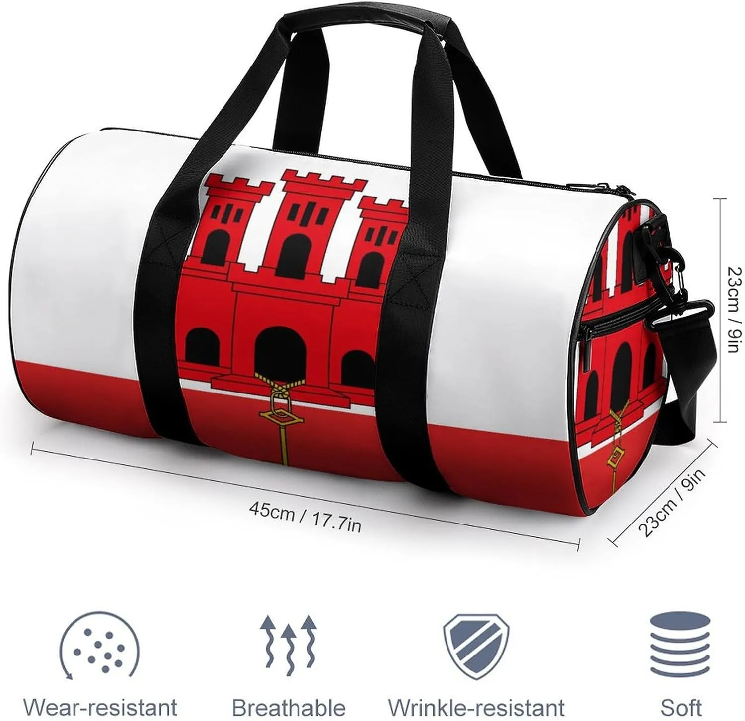 Gibraltar Flag Waterproof Gym Bag for Travel Dry Wet Separation for Beach Yoga Weekender