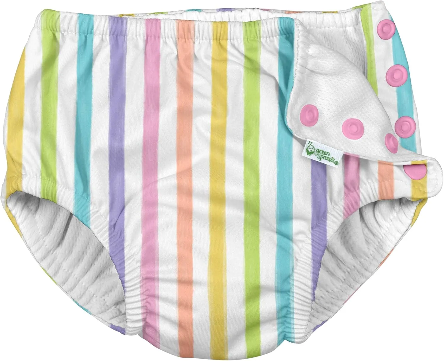 Girls' Reusable Absorbent Baby Swim Diapers, Rainbow Stripe, 3T