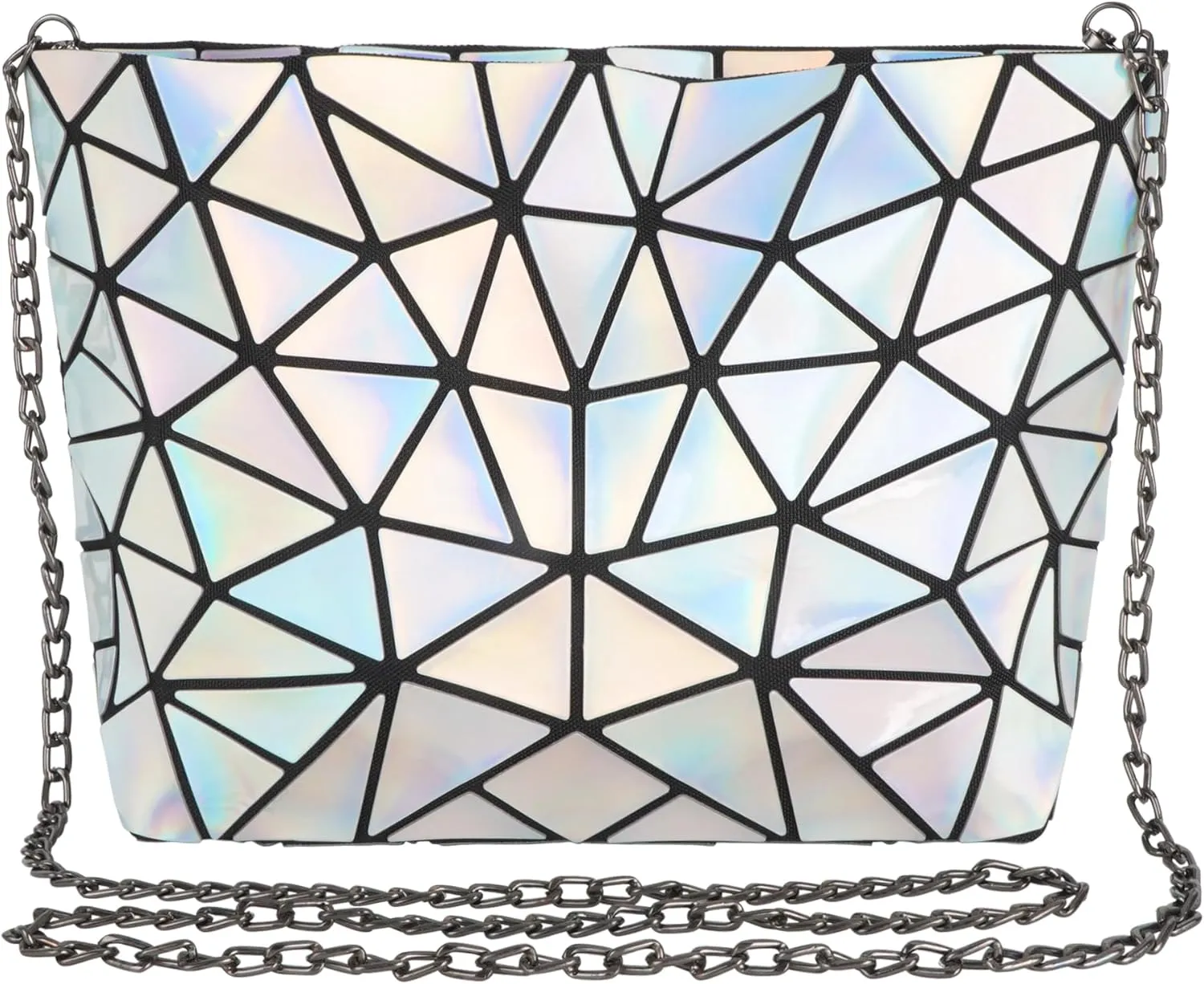 Goclothod Fashion Holographic Laser Shoulder Bag Geometric Envelope Clutch Chain Crossbody Purse