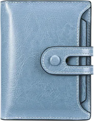 GOIACII Small Wallet Women Rfid Blocking Genuine Leather Compact Bifold Card Holder for Women with Zipper Coin Pocket 2 ID Windows