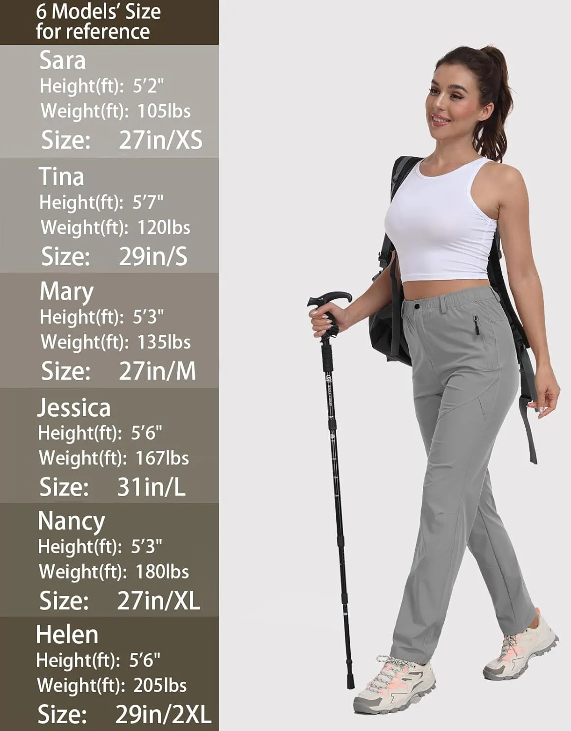 Golf Pants Women 27''/29''/31'' Lightweight Travel Pants for Ladies Quick Dry Nylon Outdoor Hiking Slacks