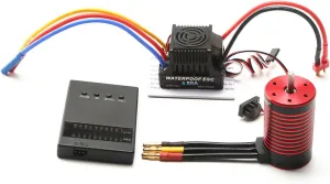 GoolRC 3800KV Brushless Motor Waterproof 3660 Brushless Motor 3800KV with 80A Brushless ESC Programming Card Replacement for TRAX4 WLtoys Remote Control Car 1/8/1/10 Tamiya