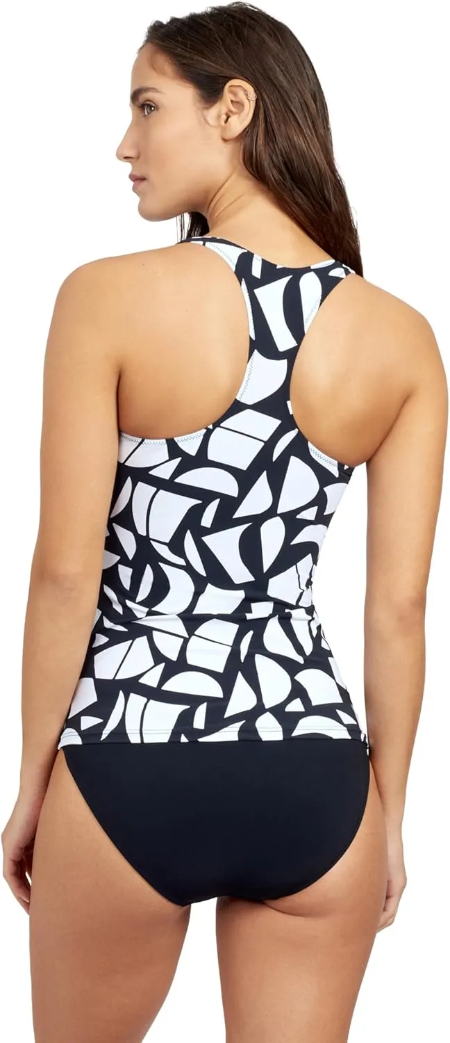 Gottex Women's Free Sport Geo Club D Cup Tankini Swim Top with Zip