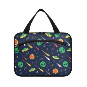 Green Alien, Comet, Star, Sun, Wars on Dark 1 PC Hanging Travel Wash bag with Handles, Portable Makeup Organizer Brush Storage Case Portable Travel Cosmetic with Hook L