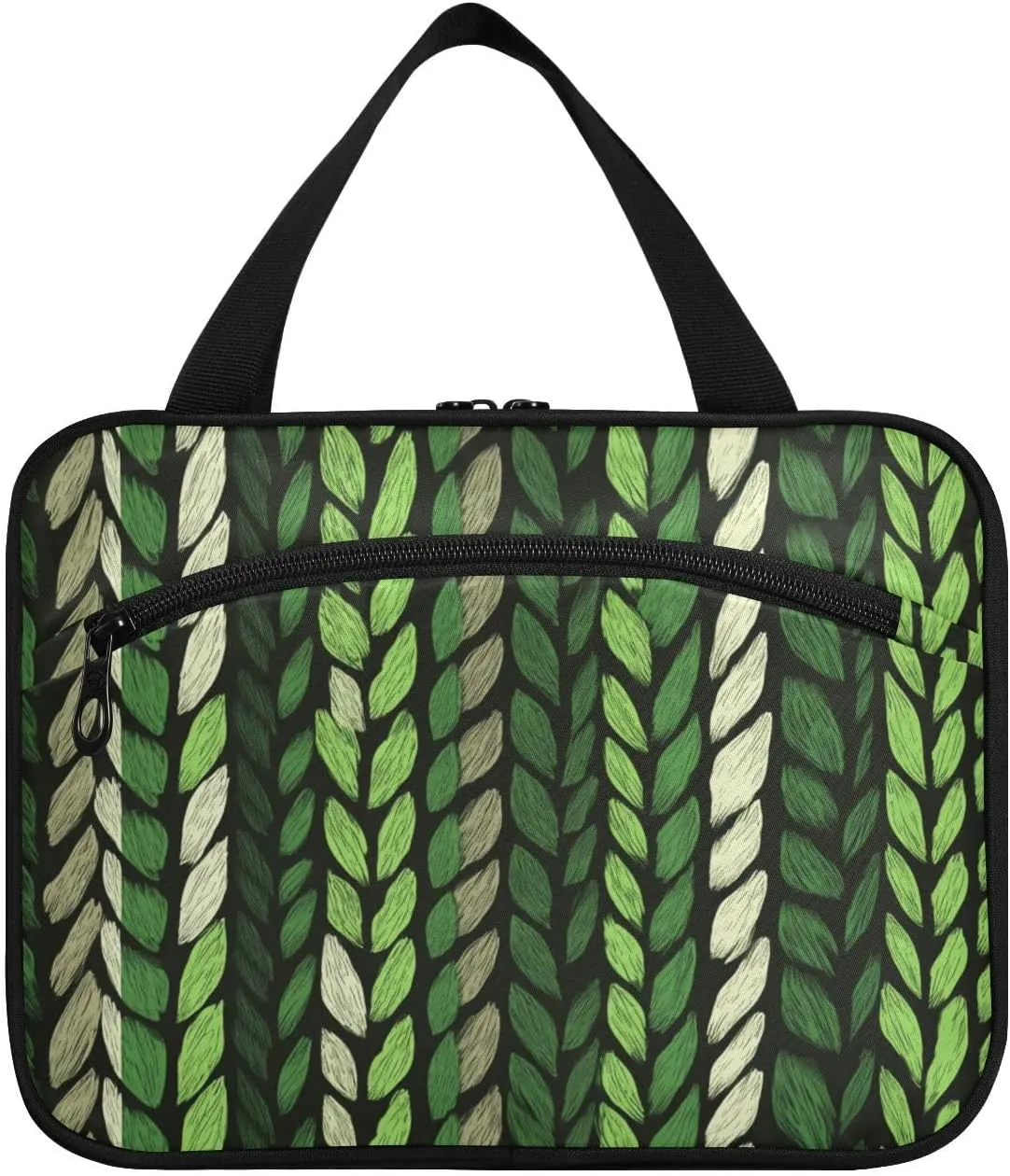 Green Fake Weave hanging shaving bag for men travel with hook, designer unisex skin care bag for essentials for women hotel estuche de maquillaje para mujer L