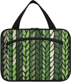 Green Fake Weave hanging shaving bag for men travel with hook, designer unisex skin care bag for essentials for women hotel estuche de maquillaje para mujer L
