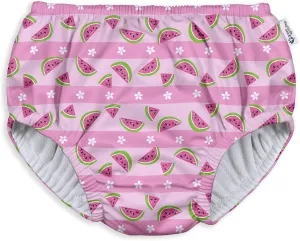 green sprouts Pull-up Reusable Absorbent Swimsuit Diaper-Light Pink Watermelon Stripe-3T