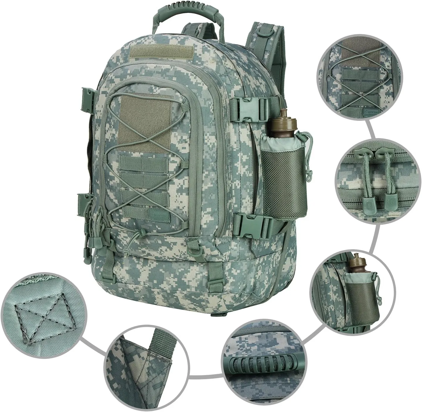 Greencity 3 Day Tactical Backpack Large Capacity Army Molle Bag Expandable Hiking Camping Hunting