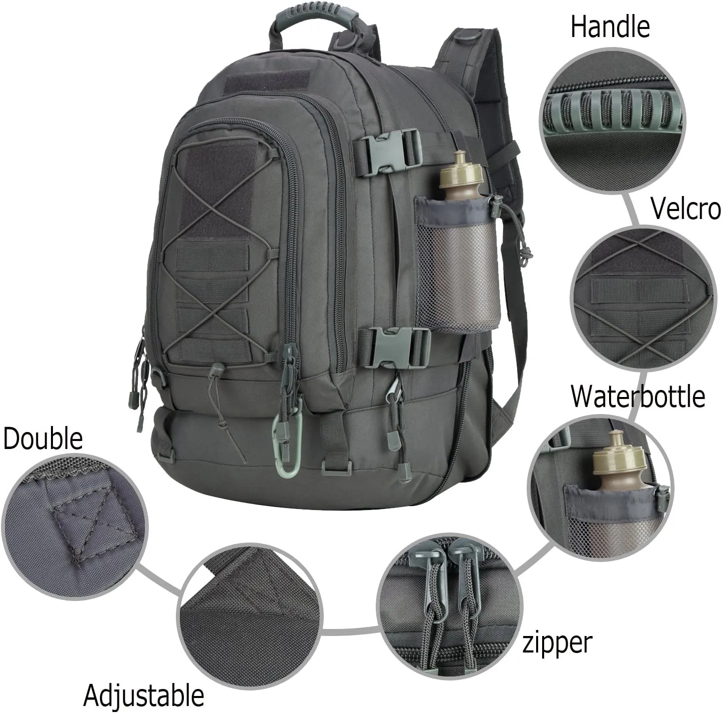 Greencity 3 Day Tactical Backpack Large Capacity Army Molle Bag Expandable Hiking Camping Hunting