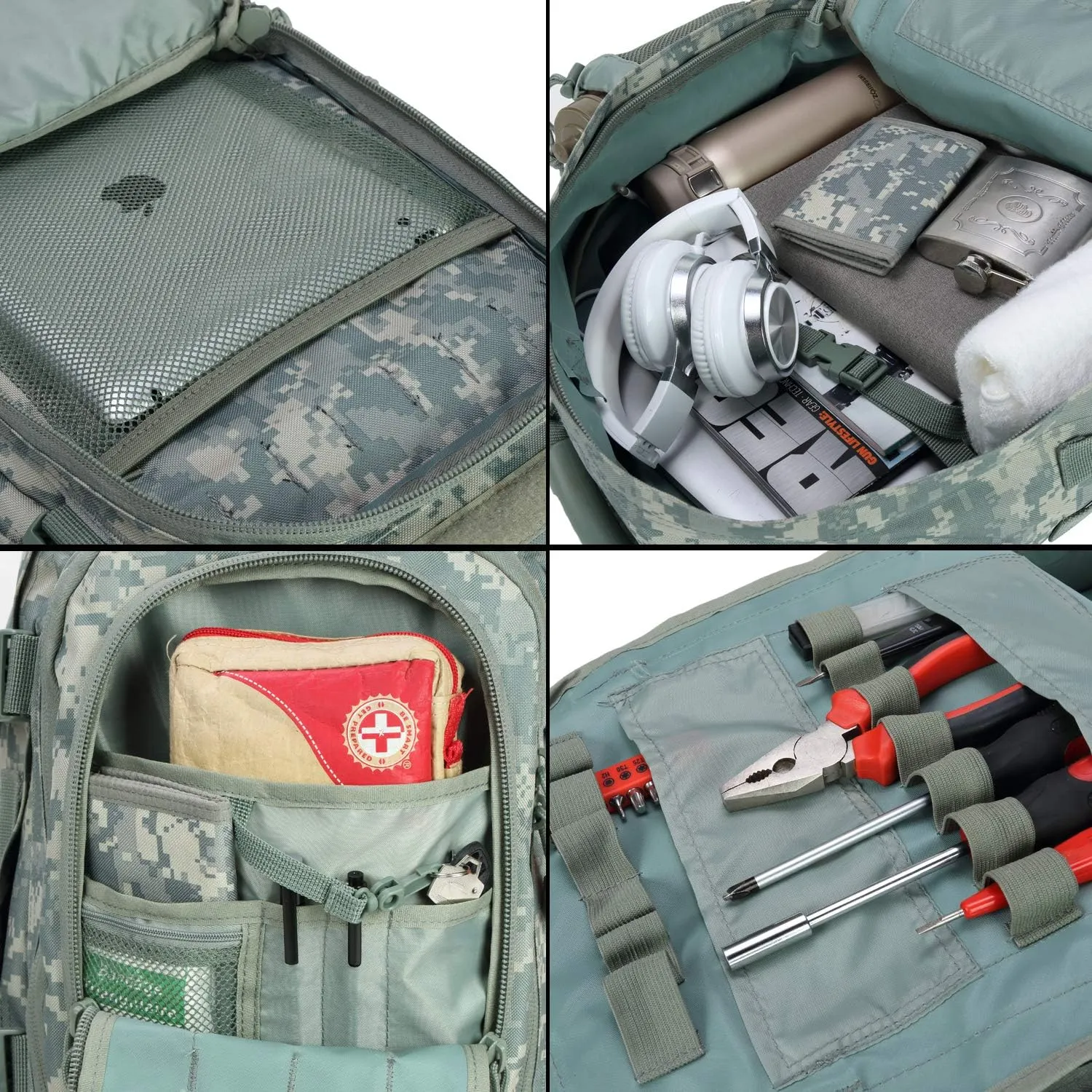 Greencity 3 Day Tactical Backpack Large Capacity Army Molle Bag Expandable Hiking Camping Hunting
