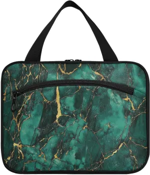 Greenish-gold Marble Texture hanging travel kit for men with hook, designer accessories toiletry bags for traveling women traveling bolso de maquillaje para mujer M