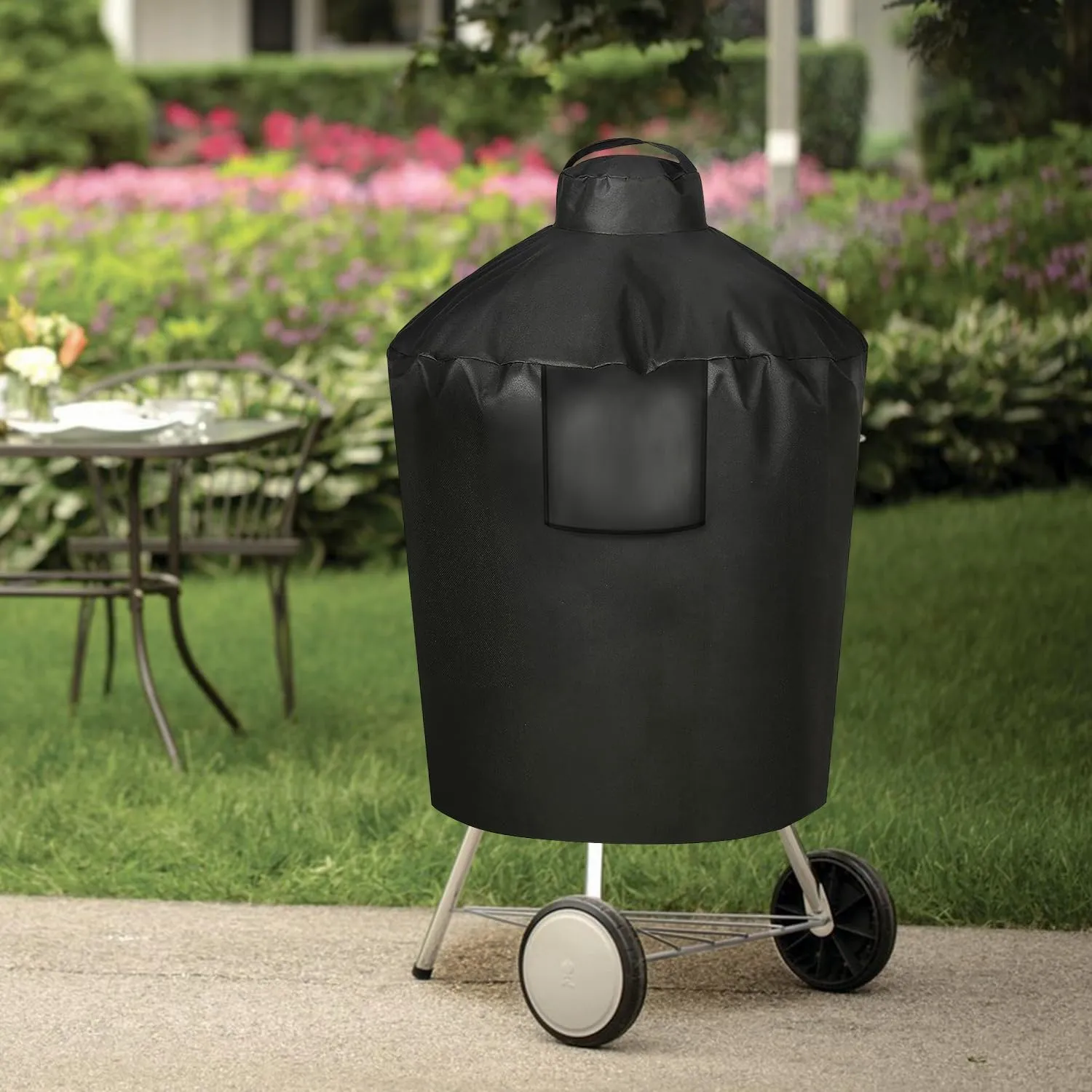 Grill Cover for Large Green Egg, Outdoor Cover with Durable & Water Resistant Fabric Premium Ceramic Grill Cover (Black, X-Large)