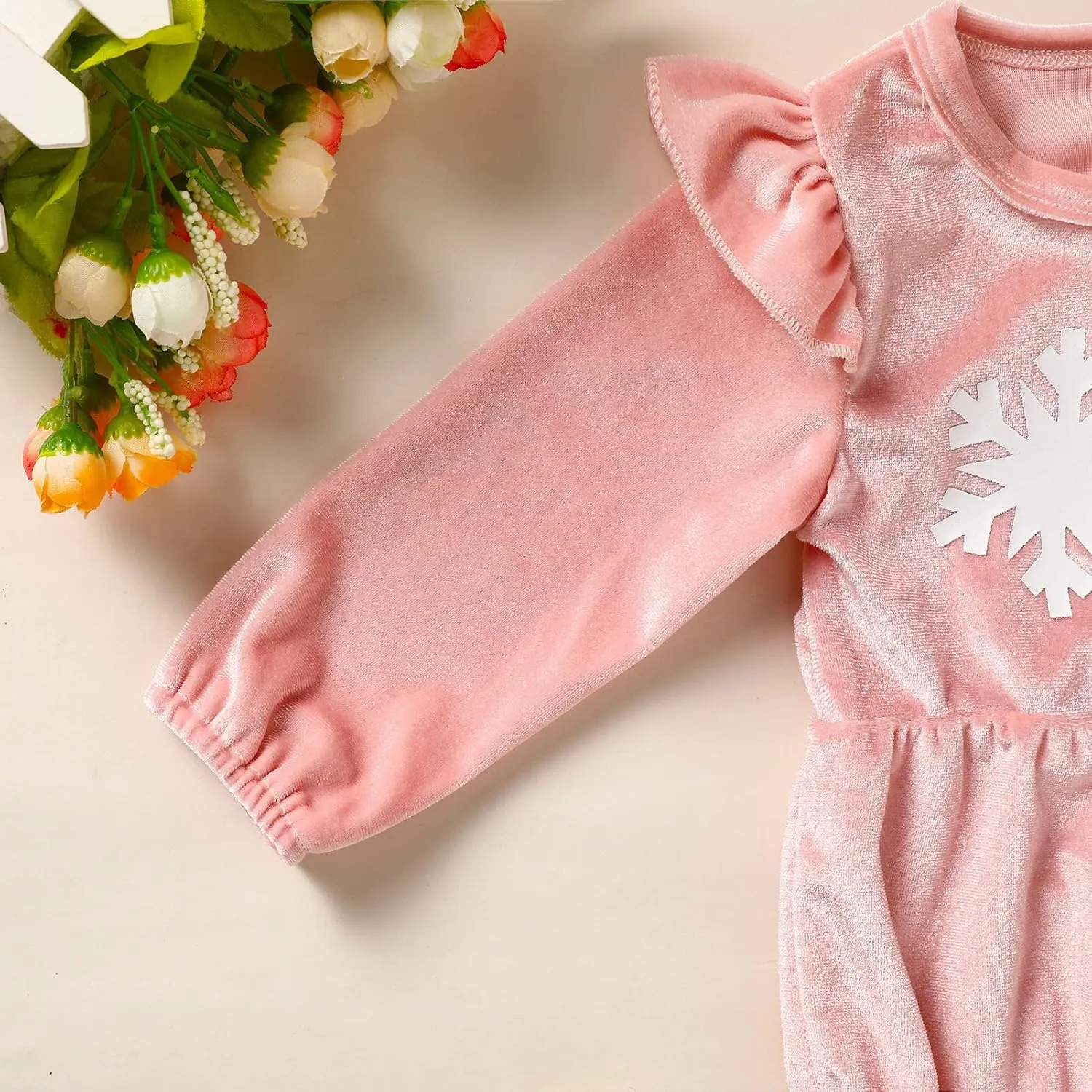 GRNSHTS Baby Girl First Birthday Clothes Velvet One Year Old Romper Long Sleeve Bodysuit Headband 2Pcs Cake Smash Outfits