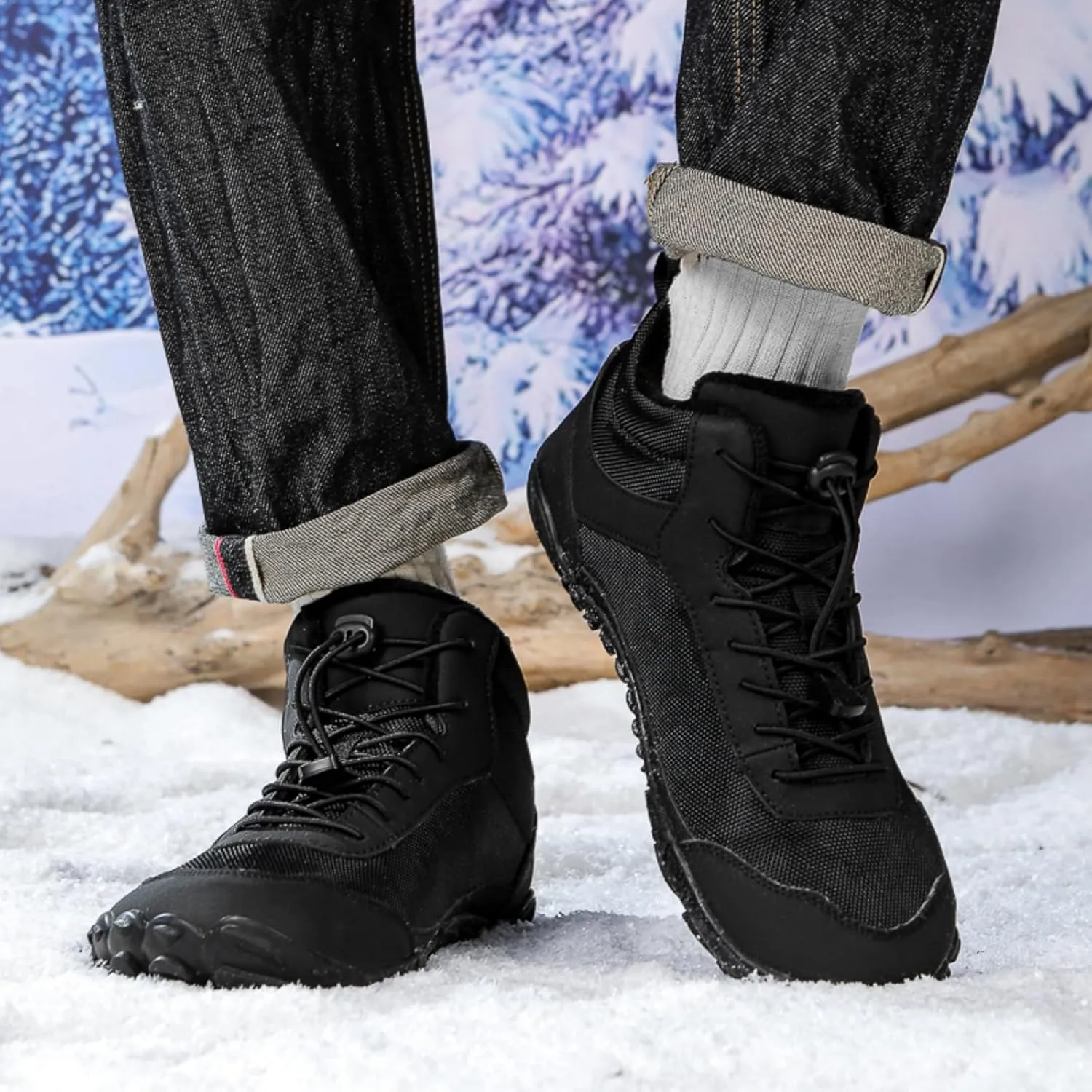 Grounded Winter Footwear for Women, Hike Winter Footwear Barefoot Womens,Wide Toe Box Shoes Waterproof Boots Sneakers