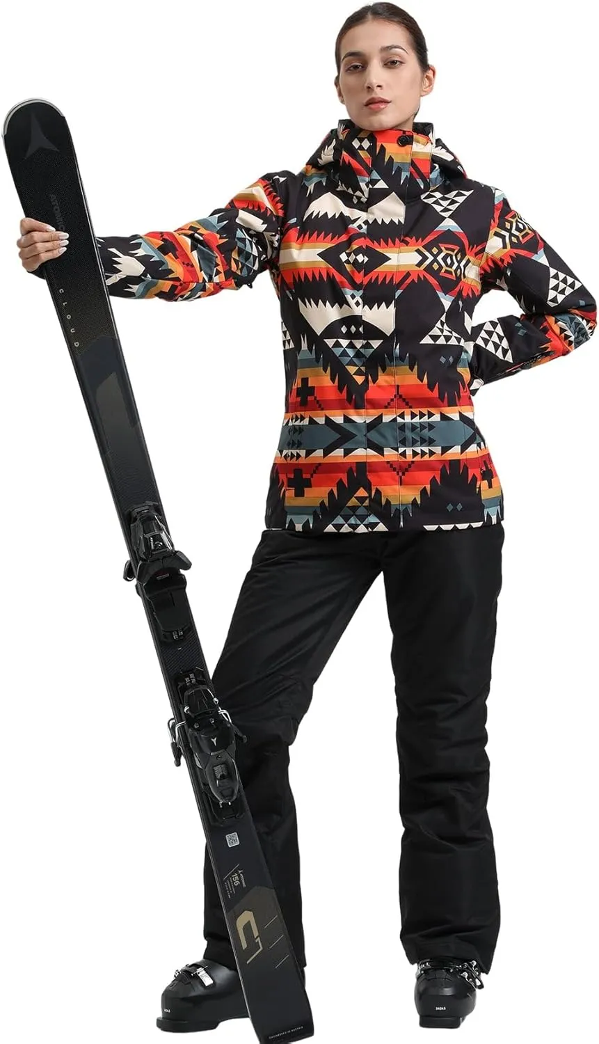 GSOU SNOW Women's Ski Jacket and Pants Waterproof Windproof Snowsuit Snowboarding Coat Insulated Warm Winter